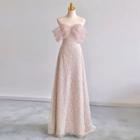 Off-shoulder Mesh Bow A-line Evening Gown