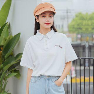 Polo Collar Short-sleeved Top