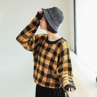 Checked Sweater Gingham - Yellow & Black - One Size