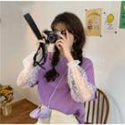 Long-sleeve Mock Two-piece Dotted T-shirt