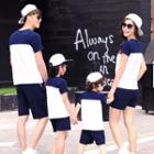 Family Matching Set: Color Block Short-sleeve T-shirt + Shorts