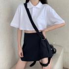 Short-sleeve Cropped Polo Shirt / Asymmetric Skort