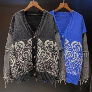 Mock Two-piece Floral Print Cardigan