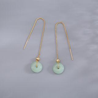 Faux Gemstone Alloy Dangle Earring 1 Pair - Gold & Green - One Size