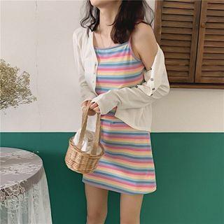 Striped Strappy Dress / Light Jacket