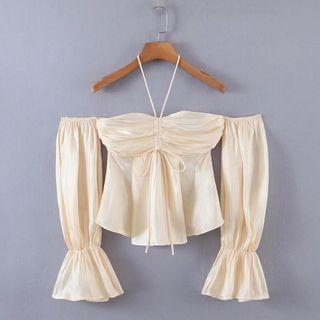 Bell-sleeve Off-shoulder Halter Blouse