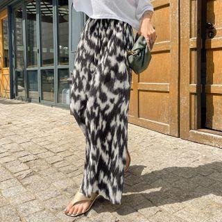 Animal Print Crystal-pleat Pants