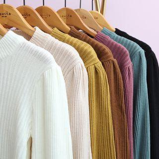 Bishop-sleeve Rib Knit Top (7 Colors)