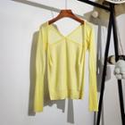 Long-sleeve Plain Knit Cover-up