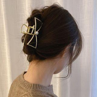 Faux Pearl Alloy Hair Clamp Gold - One Size