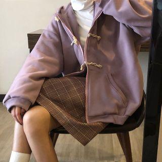 Toggle-accent Hooded Zip Jacket