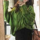 Twist-knit Sweater Green - One Size