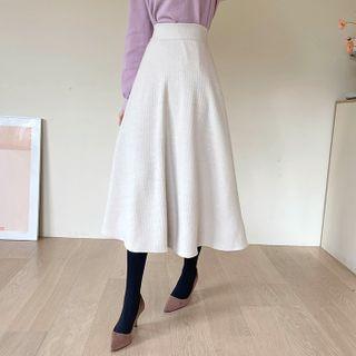 Flared Knitted Long Skirt