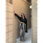 Cropped Blouse / Striped High Waist Wide Leg Pants