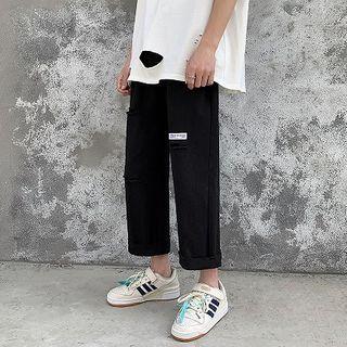 Distressed Straight-cut Cropped Pants
