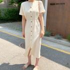 Buttoned Long Dress & Sash