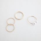 Stacking Ring Set Of 4 (faux-pearl / Twist) Gold - One Size