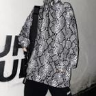 Snakeskin Print Long-sleeve Hooded Sweatshirt