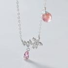 925 Sterling Silver Rhinestone Pendant Necklace S925 Silver - One Size