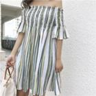Off-shoulder Striped Tunic