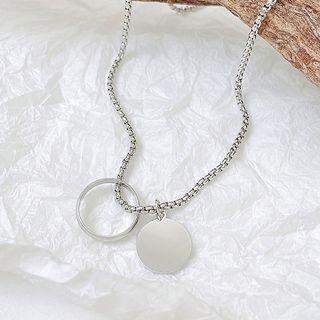 Geometric Pendant Alloy Necklace 01 - Silver - One Size