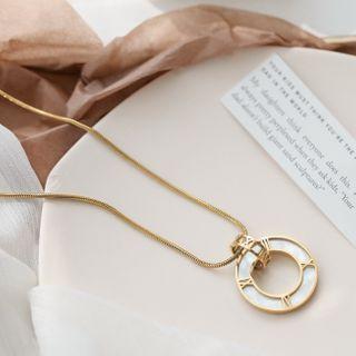 Stainless Steel Shell Hoop Pendant Necklace