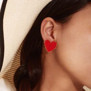 Glaze Heart Earring 1 Pair - 8182 - One Size