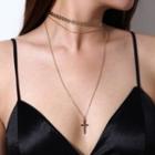 Layered Cross Pendant Necklace 0125 - Gold - One Size