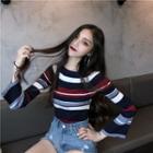 Bell-sleeved Crop Knit Top