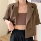 Elbow-sleeve Double-breasted Blazer + Bandeau