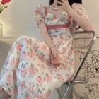 Puff-sleeve Square-neck Floral Print A-line Dress (various Designs)