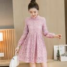 Long-sleeve A-line Lace Party Dress