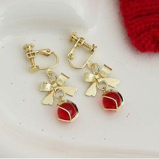 Bow Faux Gemstone Alloy Dangle Earring