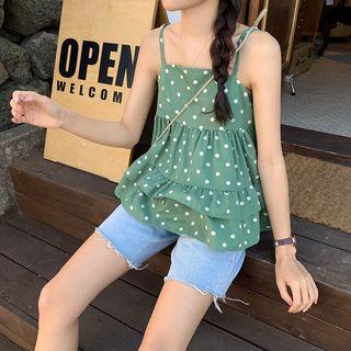 Dotted Ruffle-trim Camisole Top