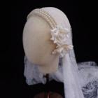 Flower Faux Pearl Wedding Veil White - One Size