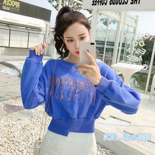 Asymmetric Lettering Long-sleeve Sweatshirt