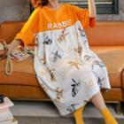 Short-sleeve Rabbit Print Loungewear Dress