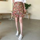 Frill-hem Floral Print Skirt