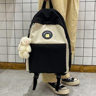 Two-tone Lightweight Applique Backpack
