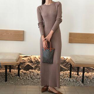 Long-sleeve Maxi Rib Knit Dress