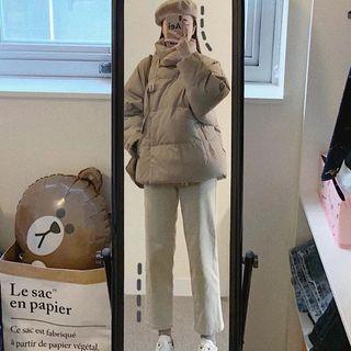 Stand Collar Padded Jacket / Straight Leg Jeans