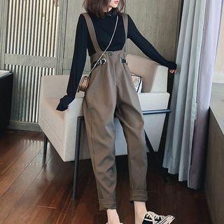 Set: Mock Neck Top + Suspender Pants