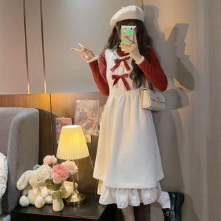 Lace Midi Overall Dress / Long-sleeve Top