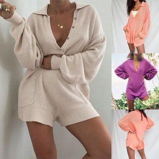 Loose Fit Knitted Jumpsuit With Pockets