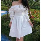 3/4-sleeve Smocked A-line Dress