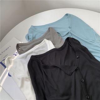Plain Asymmetrical Cardigan