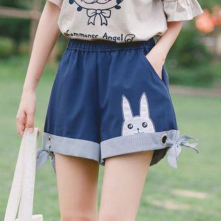 Rabbit Applique Wide Leg Shorts