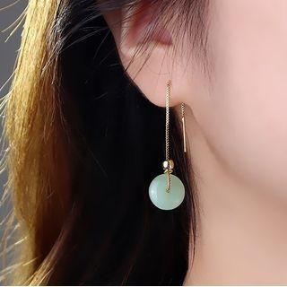 Threader Earring 1 Pair - Gold & Green - One Size