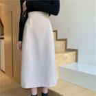 High-waist Plain Corduroy Midi Skirt