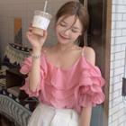 Cold-shoulder Layered Ruffle Trim Top